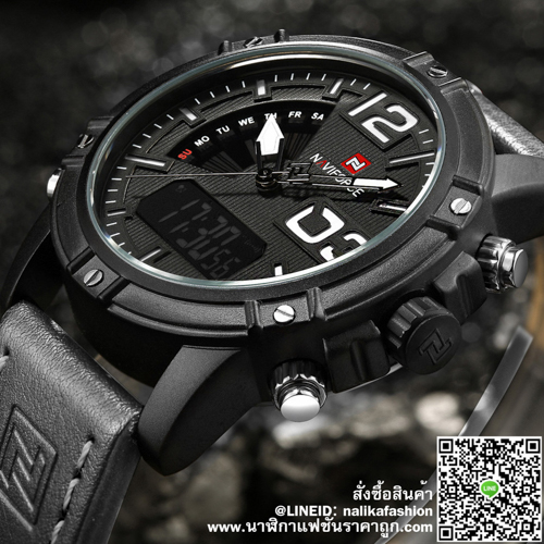 นาฬิกา Naviforce NF9095 สายหนังสองระบบ สีเทา