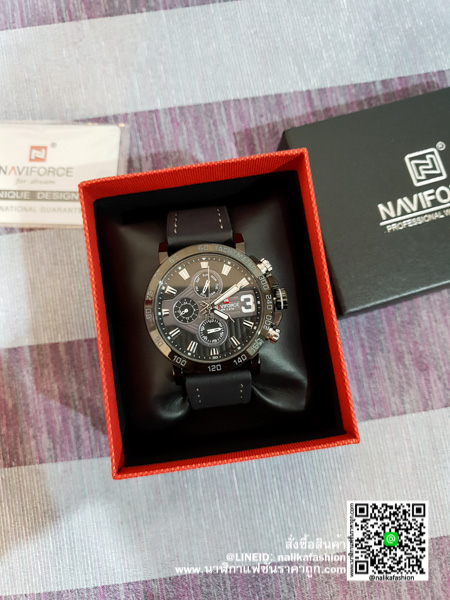 นาฬิกาผู้ชาย Naviforce NF9137 สีดำ สายหนังผู้ชายสุดเท่ ของแท้ 100%