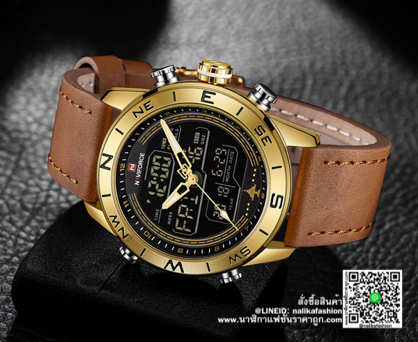 นาฬิกา NF9144 สีน้ำตาล-ทอง สายหนังสองระบบ ของแท้ 100%