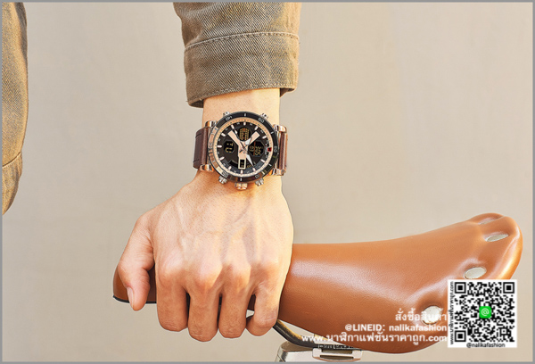 นาฬิกา แบรน Naviforce NF9132 สีน้ำตาล สายหนังสองระบบ ราคาถูก ของแท้ 100% ส่งฟรี มีบริการเก็บเงินปลายทาง