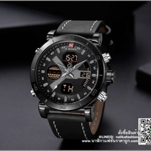 นาฬิกา แบรน Naviforce NF9132 สีดำ-เทา สายหนังสองระบบ ราคาถูก ของแท้ 100% ส่งฟรี มีบริการเก็บเงินปลายทาง