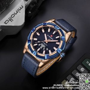 นาฬิกา Naviforce สายหนังผู้ชาย NF9181 สีน้ำเงินรุ่นขายดี ของแท้ 100%