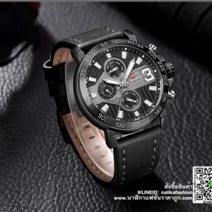 นาฬิกาผู้ชาย Naviforce NF9137 สีดำ สายหนังผู้ชายสุดเท่ ของแท้ 100%