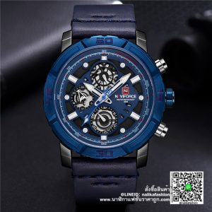 นาฬิกาผู้ชาย Naviforce NF9139 สีน้ำเงิน-ดำ สายหนังผู้ชาย ของแท้ 100%