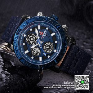 นาฬิกาผู้ชาย Naviforce NF9139 สีน้ำเงิน-ดำ สายหนังผู้ชาย ของแท้ 100%