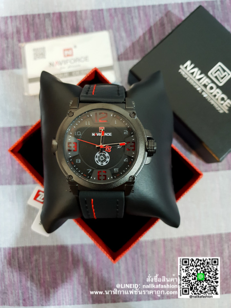 นาฬิกาแฟชั่น แบรน Naviforce NF9099 สายหนัง สีดำ-แดง ราคาถูก ของแท้ 100% ส่งฟรี มีบริการเก็บเงินปลายทาง