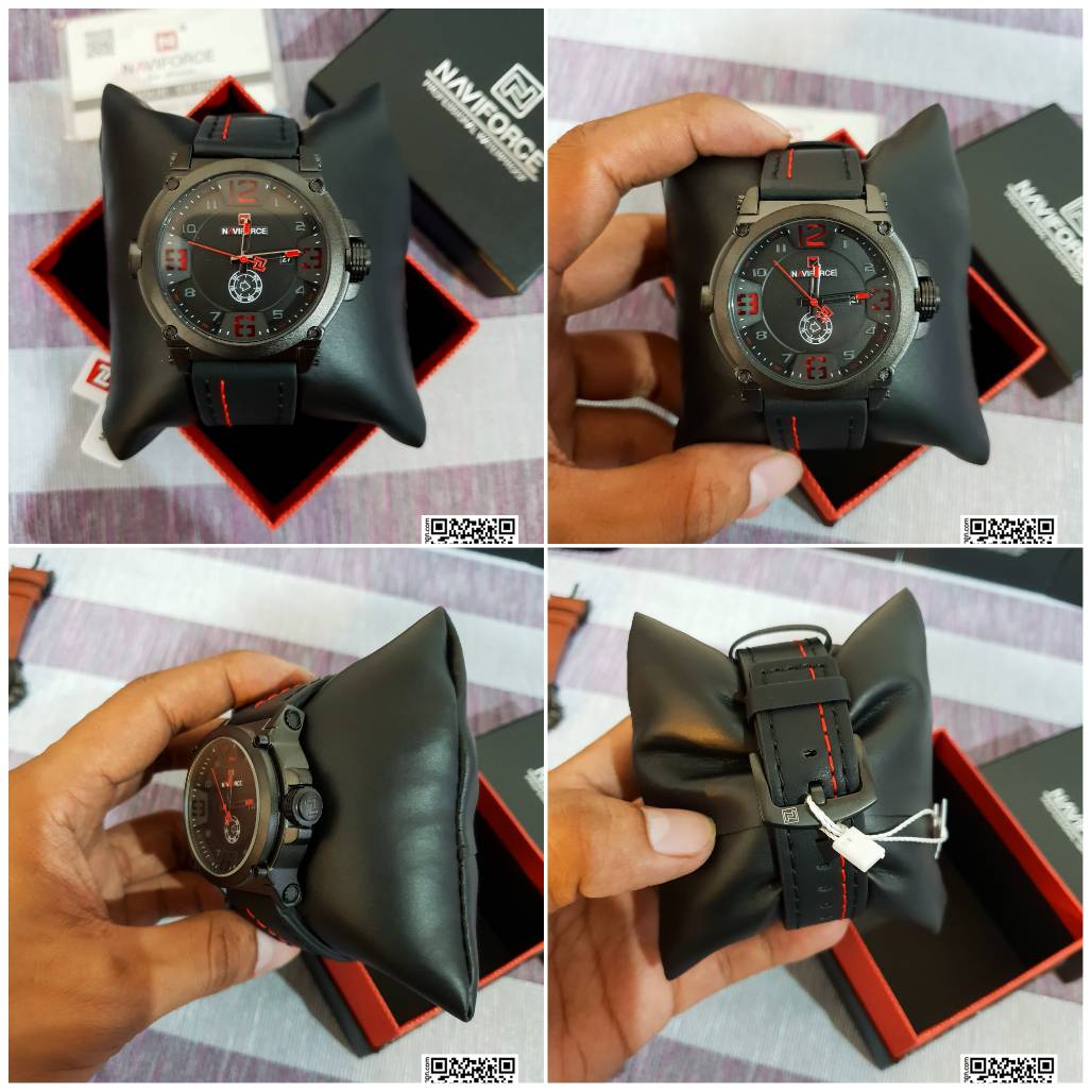 นาฬิกาแฟชั่น แบรน Naviforce NF9099 สายหนัง สีดำ-แดง ราคาถูก ของแท้ 100% ส่งฟรี มีบริการเก็บเงินปลายทาง