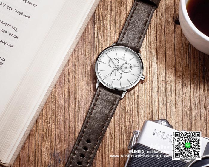 นาฬิกา Naviforce สายหนัง NF3001 ผู้ชาย สีน้ำตาล ของแท้ (รุ่น Premium!) ส่งฟรี มีบริการเก็บเงินปลายทาง