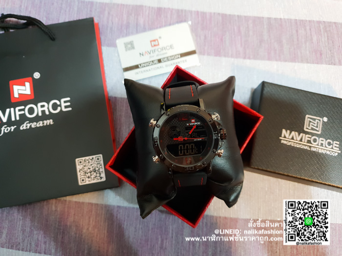 รีวิวนาฬิกา Naviforce NF9134 สายหนังสีดำ-แดง
