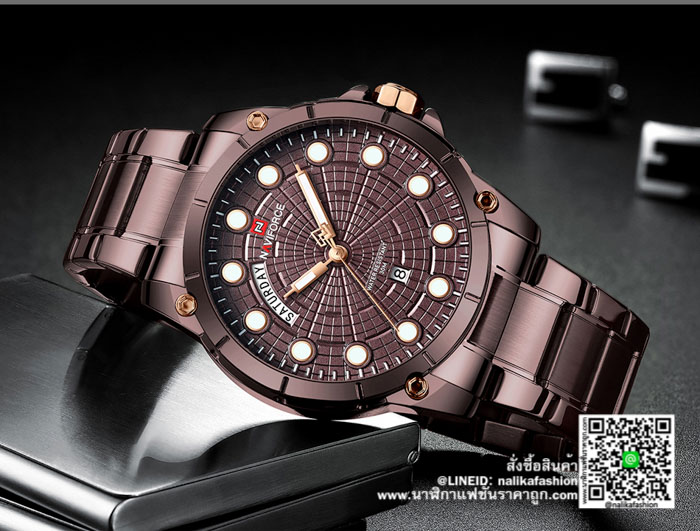 นาฬิกา Naviforce NF9152 สีน้ำตาล สายสแตนเลส สีใหม่ เท่มากก ของแท้ ส่งฟรี มีบริการเก็บเงินปลายทาง