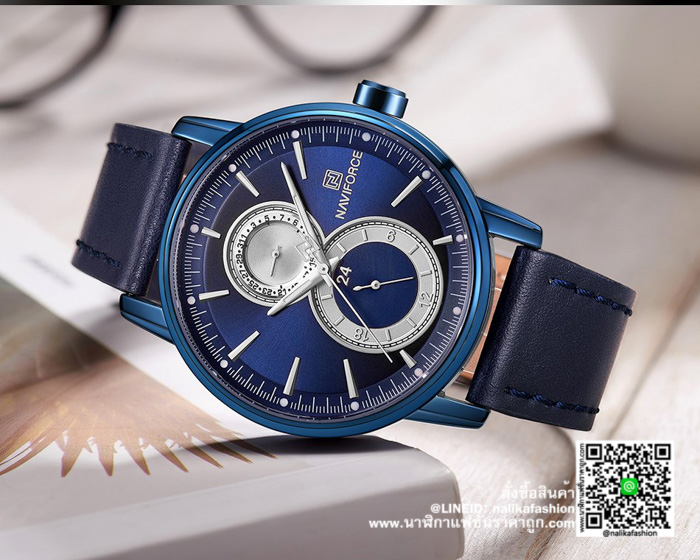 นาฬิกา Naviforce NF3005 สายหนังผู้ชายรุ่นพิเศษ สีน้ำเงิน สุดเทห์