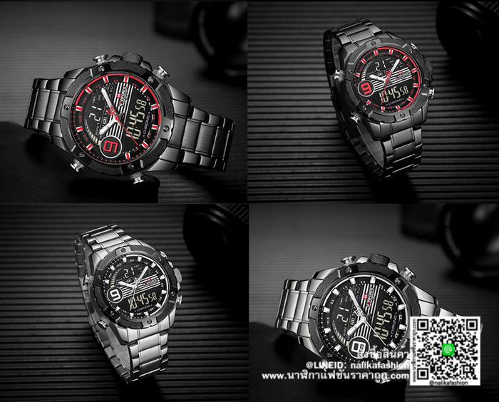 นาฬิกา Naviforce NF9146S ผู้ชาย สายสแตนเลส สีดำ-แดง ราคาพิเศษ ของแท้ 100% ส่งฟรี มีบริการเก็บเงินปลายทาง