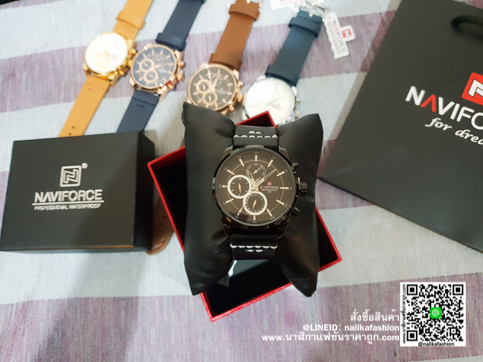 นาฬิกา Naviforce NF9148 สายหนังผู้ชาย สีดำ รีวิว ของแท้ 100%