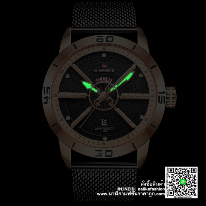 นาฬิกา Naviforce NF9155 สายสแตนเลส ผู้ชาย สีดำ ของแท้ 100% ส่งฟรี มีปริการเก็บเงินปลายทาง