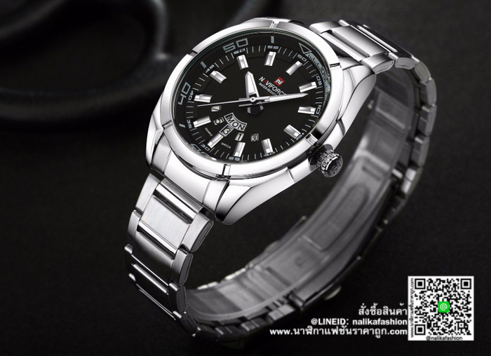 นาฬิกา Naviforce NF9038 สายสแตนเลส เรียบ ๆ แต่ดูดี สีเงิน-ดำ ของแท้ ส่งฟรี มีบริการเก็บเงินปลายทาง