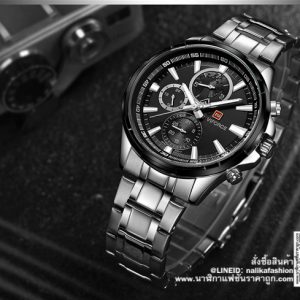 นาฬิกา Naviforce NF9089 สายสแตนเลส ลายโมโนกราฟ สีดำ-สแตนเลส ของแท้ ส่งฟรี มีบริการเก็บเงินปลายทาง