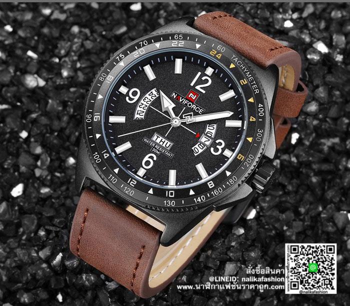 นาฬิกา Naviforce NF9103 สายหนัง รุ่นใหม่ สีน้ำตาล แนวดูดี ส่งฟรี มีบริการเก็บเงินปลายทาง