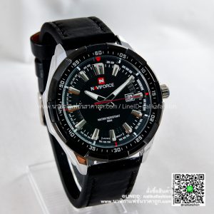 นาฬิกา Naviforce NF9056 สายหนัง แนวดูดี สีดำ-ขอบเงิน รุ่นขายดี ส่งฟรี มีบริการเก็บเงินปลายทาง