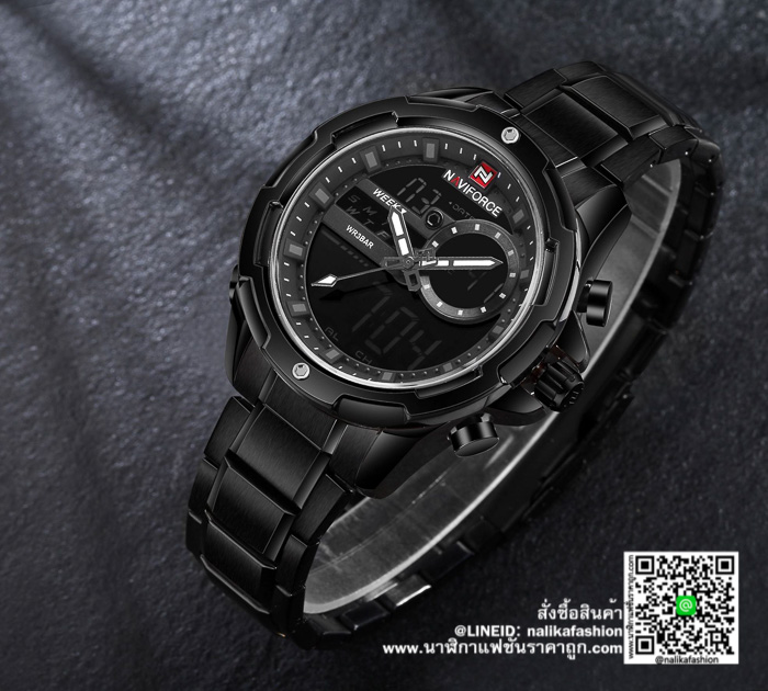 นาฬิกา Naviforce NF9120 สายสแตนเลส ของแท้ สีดำ