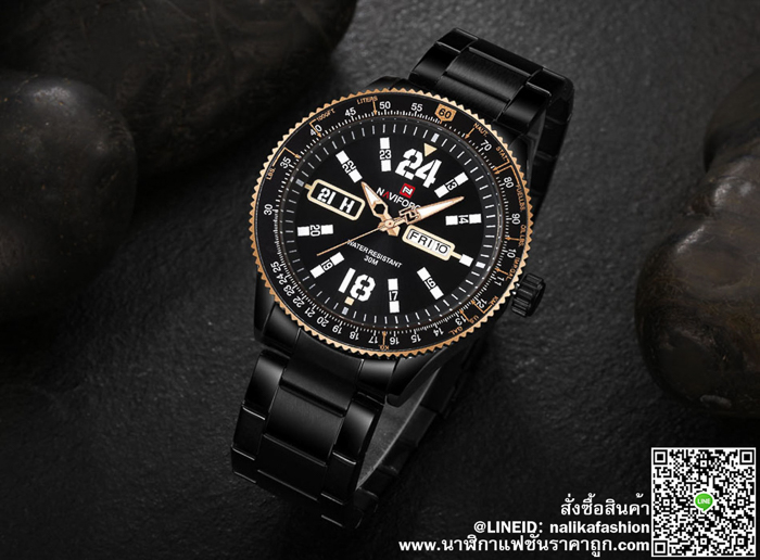 นาฬิกา Naviforce NF9102 สายสแตนเลส สีดำ-พิ้งโกล