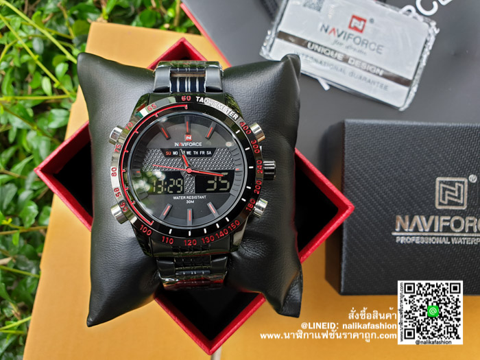 นาฬิกา Naviforce NF9024M สายสแตนเลส ดำ-แดง รุ่นขายดี!