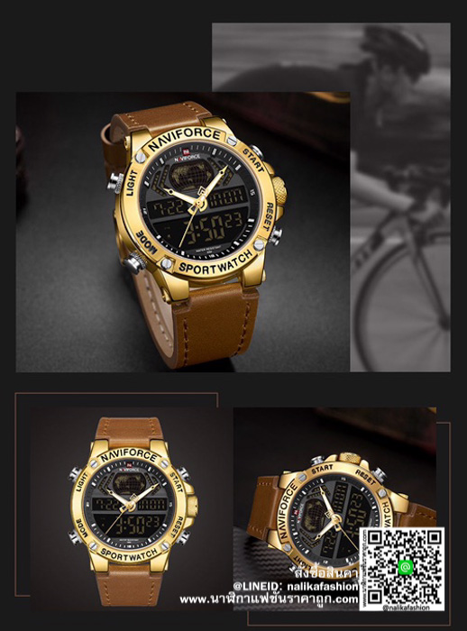 นาฬิกา Naviforce NF9164 สายหนังสองระบบ สีทอง สวยมาก ๆ ของแท้ 100% ราคาถูก ส่งฟรี มีบริการเก็บเงินปลายทาง