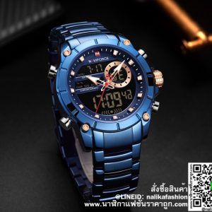 นาฬิกา Naviforce NF9163 สายสแตนเลส สีน้ำเงิน ขายดี  รุ่นใหม่ ของแท้ 100%