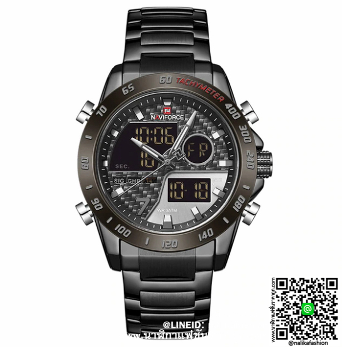 นาฬิกา Naviforce NF9171 สายสแตนเลส สีดำ-เทา รุ่นใหม่ ของแท้ 100%