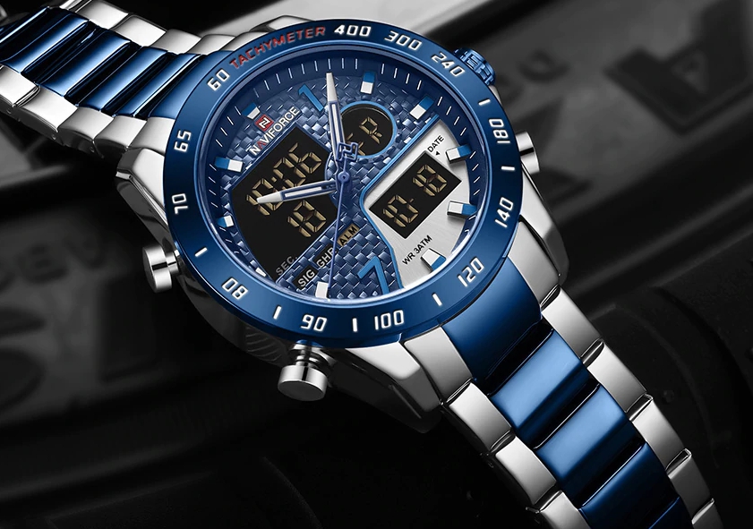 นาฬิกา Naviforce NF9171 สายสแตนเลส สีเงิน-น้ำเงิน รุ่นใหม่ ของแท้ 100%