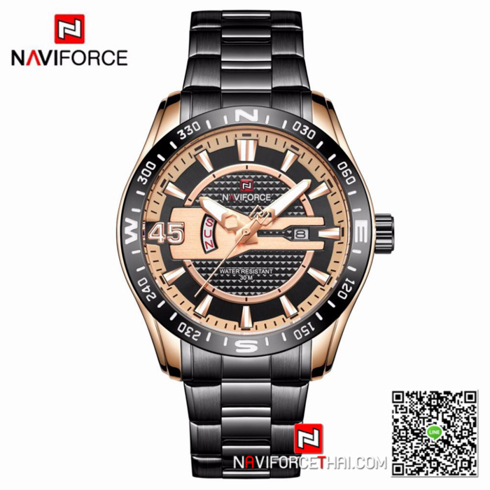 นาฬิกา Naviforce NF 9157 อย่างเท่ สีดำ สุดเข้ม พร้อมกล่อง รับประกัน 1 ปี ส่งฟรี มีบริการเก็บเงินปลายทาง