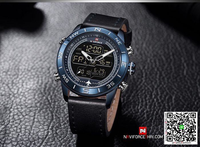 นาฬิกา Naviforce NF 9144 โคตรเท่ห์ สีดำ-น้ำเงิน สายหนัง พร้อมกล่อง รับประกัน 1 ปี ส่งฟรี มีบริการเก็บเงินปลายทาง