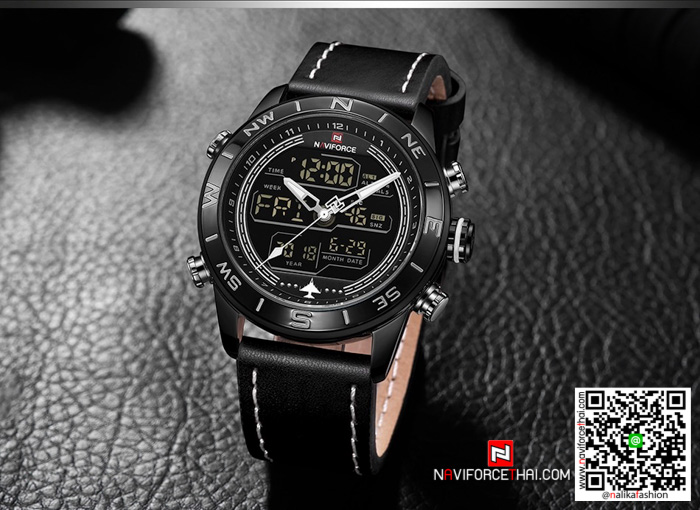 นาฬิกา Naviforce NF 9144 โคตรเท่ห์ สีดำ สายหนัง พร้อมกล่อง รับประกัน 1 ปี ส่งฟรี มีบริการเก็บเงินปลายทาง