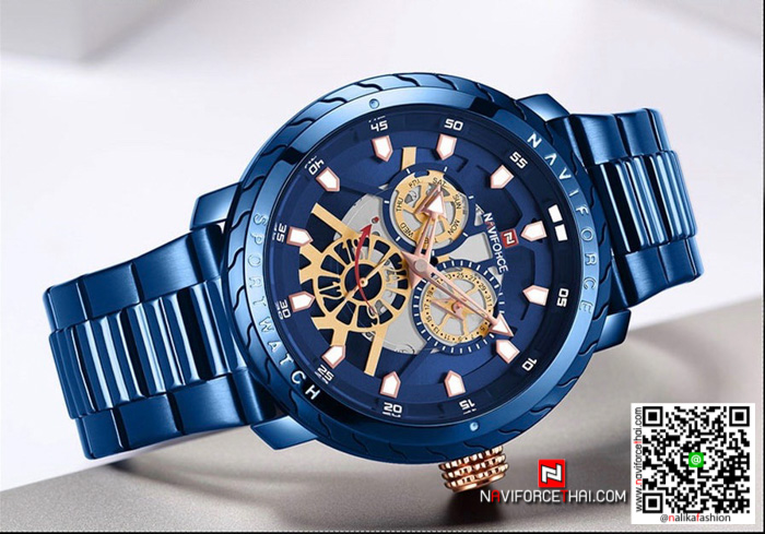 นาฬิกา Naviforce NF 9158 สีน้ำเงิน เท่ห์มากๆ เรือนสวย พร้อมกล่อง รับประกัน 1 ปี ส่งฟรี มีบริการเก็บเงินปลายทาง
