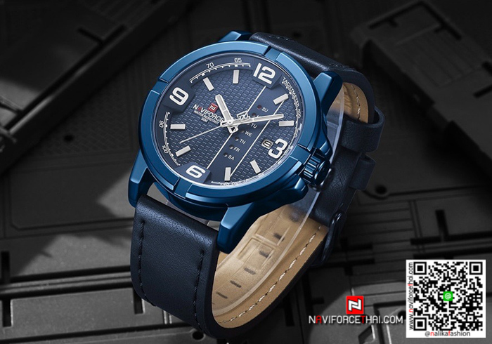 นาฬิกา Naviforce NF 9177 เท่ห์มากๆ สีน้ำเงิน สายหนัง ของเเท้ พร้อมกล่อง รับประกัน 1 ปี ส่งฟรี มีบริการเก็บเงินปลายทาง