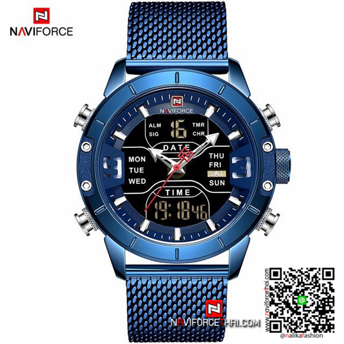 นาฬิกา Naviforce NF 9153 สายสแตนเลส สีน้ำเงิน รุ่นใหม่ ตัวเรือนดูดี สุดเท่ห์ มีบริการเก็บเงินปลายทาง
