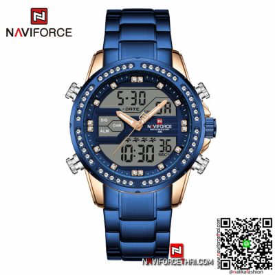 นาฬิกา Naviforce NF 9190 สายสแตนเลส สีน้ำเงิน รุ่นใหม่ ของเเท้ มีบริการเก็บเงินปลายทาง